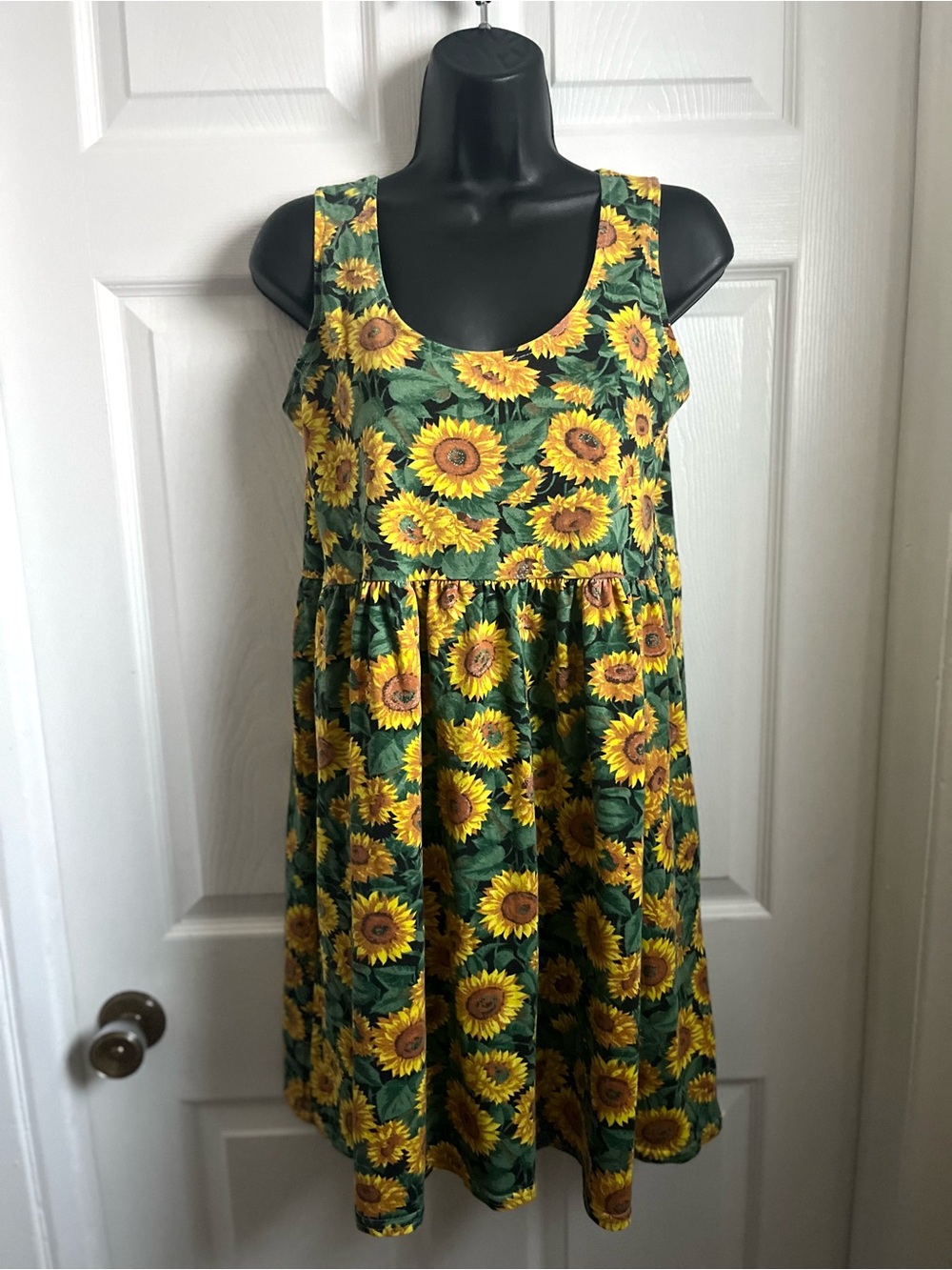 Vintage 90s Sunflower Babydoll Dress H2O Grunge Cottagecore Mini Medium Boho